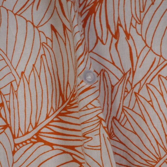 Jessica London Top Women 18W Orange Linen Blend Blouse Roll Sleeve Lightweight - Picture 4 of 9